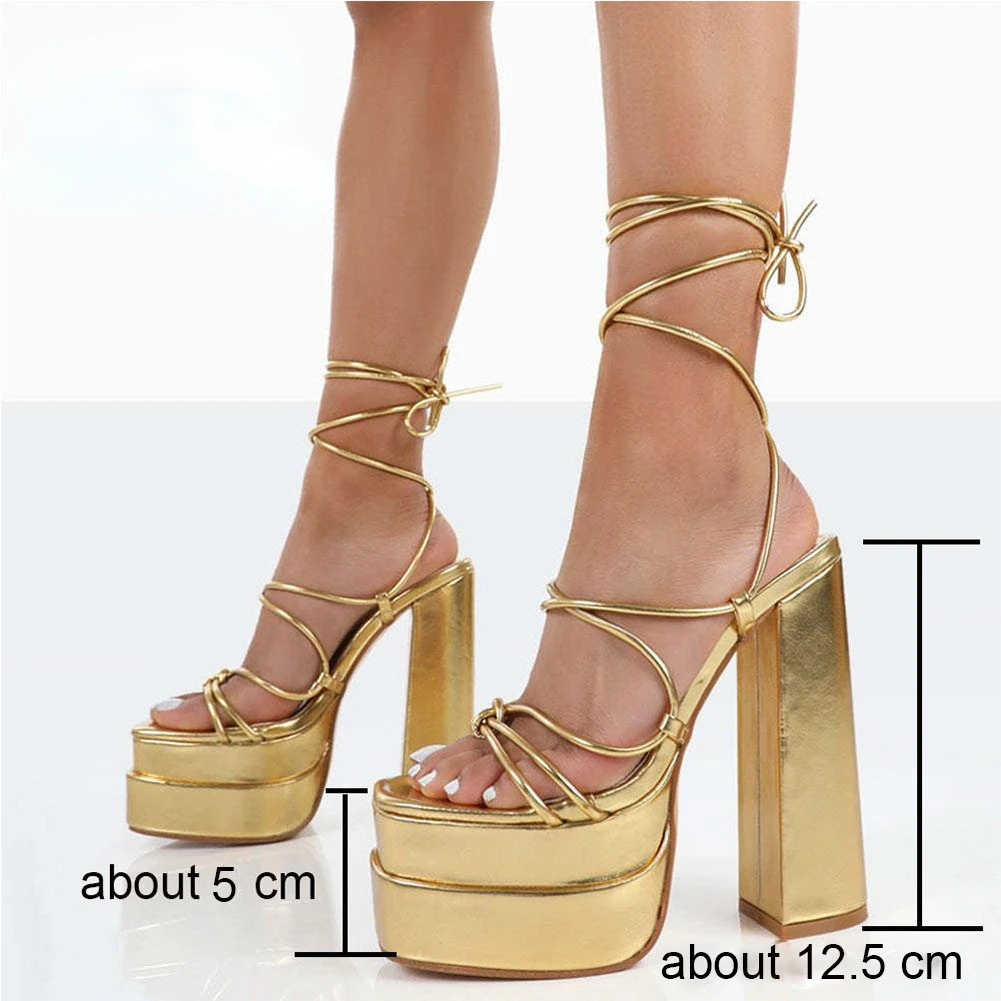 Lip-108MG, 5 Inch Heel Ankle Strap with Mini Glitters