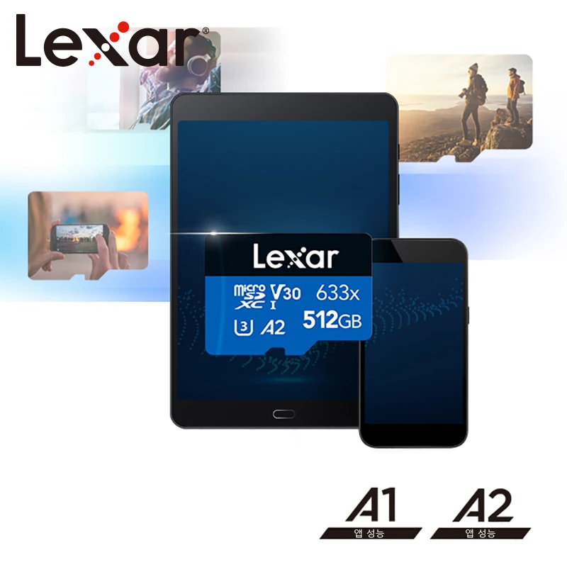 Lexar 마이크로 SD 카드, 메모리 카드, 드론 스포츠 캠코더용, 128GB, 32GB, 64GB, 256GB, 512GB, A1 A2 Class10 TF 플래시 카드, 신제품