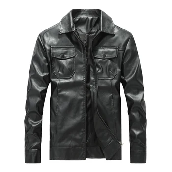 Giacche da lavoro in tinta unita Giacche calde in pelle PU Giacca da uomo in pelle Trend Slim Autunno Inverno Cappotti lunghi antivento da uomo 1