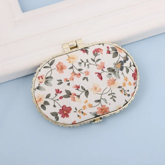 Mini miroir de maquillage Compact à fleurs, 1 pièce, Portable, pliable sur deux côtés, miroir cosmétique Vintage pour femmes, cadeau 5