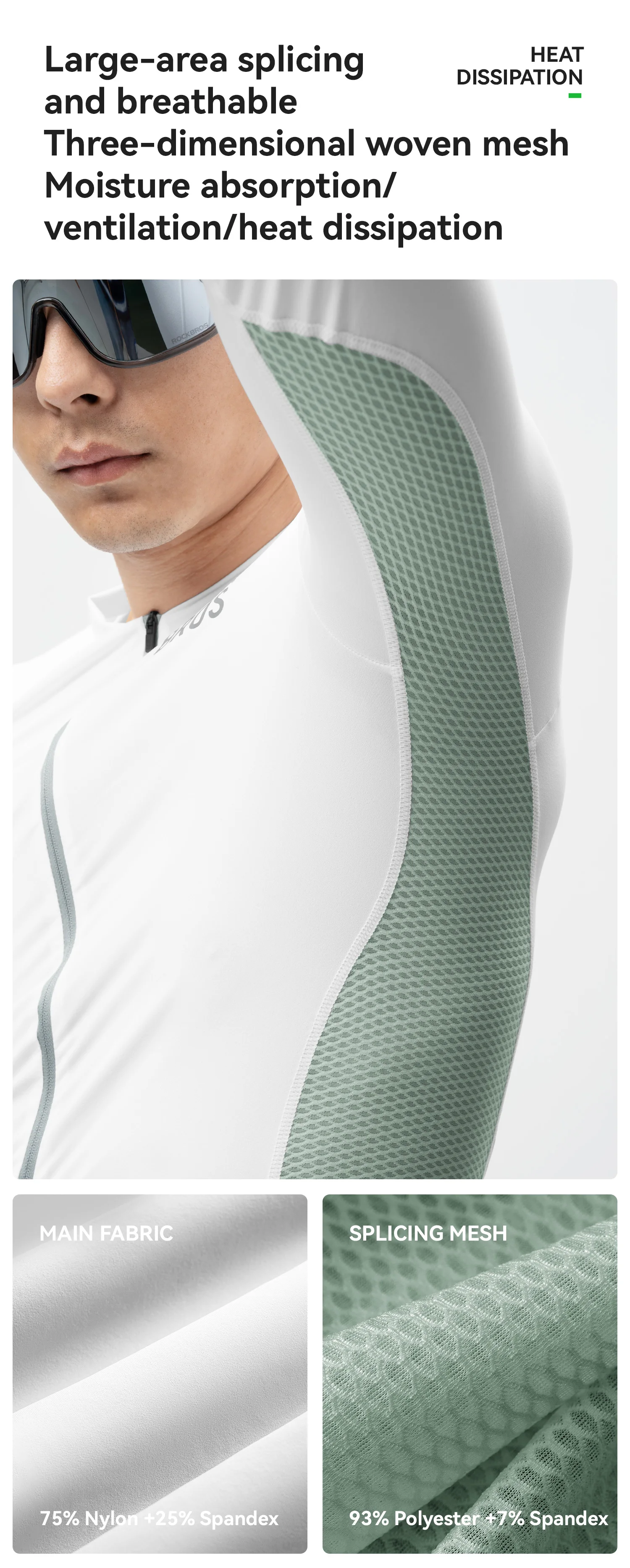 ROCKBROS Frühling Sommer Radfahren Langarm Jersey Hohe Elastische Leichte Atmungsaktive Schnell Trocknend Fahrrad Jersey Männer Radfahren Kleidung – Detail 5