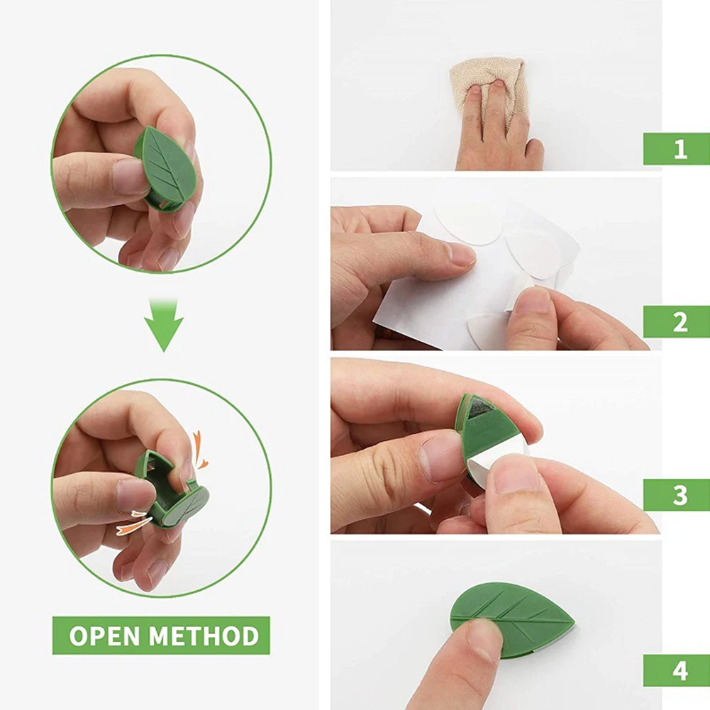 10pcs Plant Climbing Wall Fixer Leaf Type Green Plant Invisible Fixing Device Vine Clip Fastener Snap Traction Shaping Hook