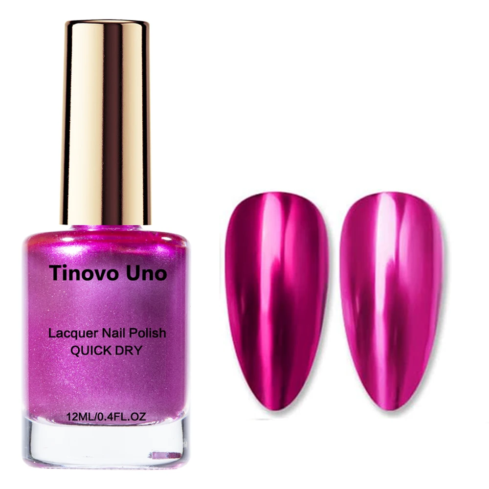 Tinovo Uno Metallic Nail Polish Mirror Effect Rose Purple Red Chrome Nail Lacquer Quick Dry Regular Growth Treatment Polish nail polish