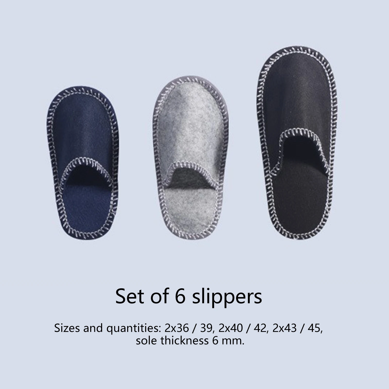 6 Pairs Family House Guest Slippers Set Closed Toe Disposable Slippers Felt Guest for Bedroom Wedding Party Travel