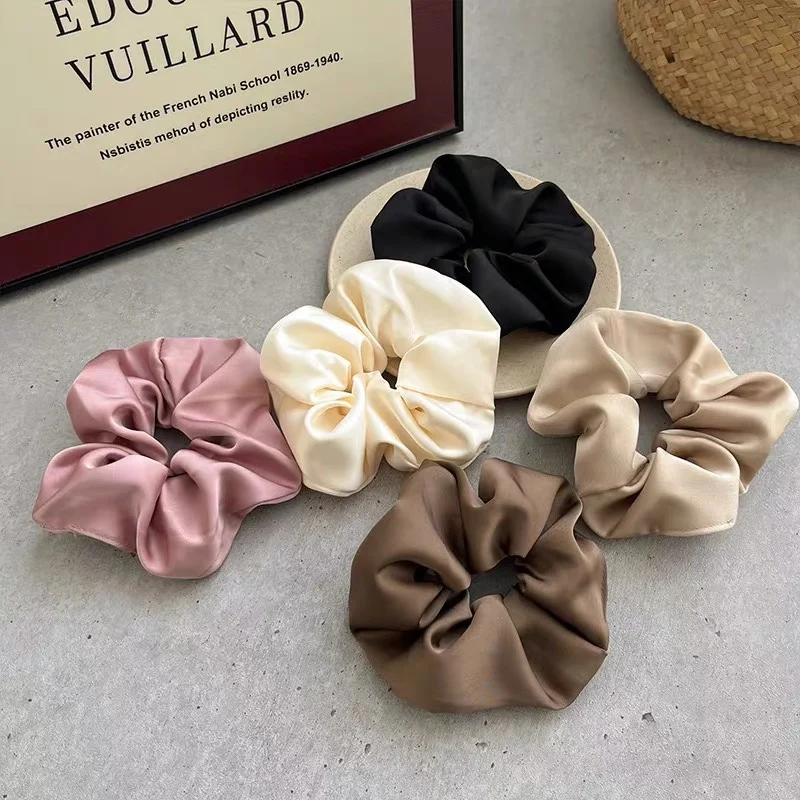 Retro Elegant Solid Color Silk Intestine Hair Ring Hair Band Elastic Bands Girls' Women Accessories Ponytail Holder