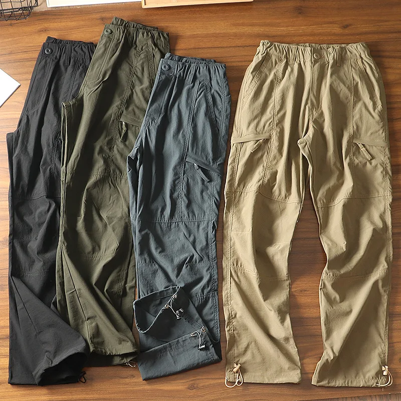 Men's Work Cargo Pants Straight Casual Sports Trousers Summer Quick Drying Thin Breathable Outdoor Fishing Hiking Climbing Pants