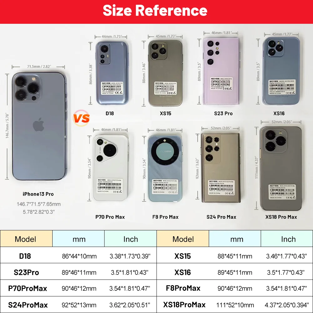 SOYES XS16 Mini 4G LTE Android10.0 Smartphone 3GB RAM 64GB ROM 3" Display 5MP Camera Dual SIM With Play Store WhatsAPP 5