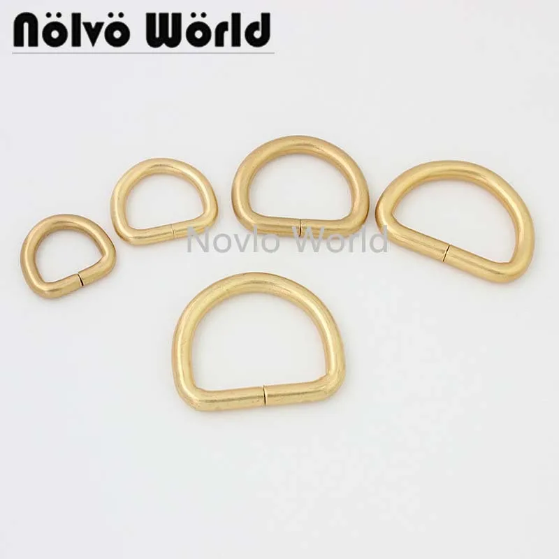 20-100pcs 7 size 13-16-19-26-32-38mm Satin Gold color DEE ring,repair luxury women bags purse strapping d rings 50pcs 25mm 38mm 50mm5 0 line brush antique brass color non welded round rings alloy metal o ring for bags straps belts connect