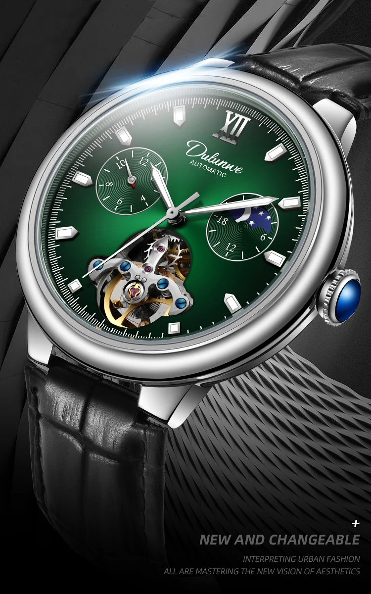 Luxus Herren Neue Mechanische Skelett Uhren Mode Tourbillon Automatische Aushöhlen Uhr Wasserdicht Casual Leuchtende Uhr_voghion.com