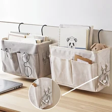 

Canvas Bedside Hanging Bag Dormitory Bunk Storage Basket Snack Bag Bedroom Magazine Toy Holder Multifunction Home Organizer