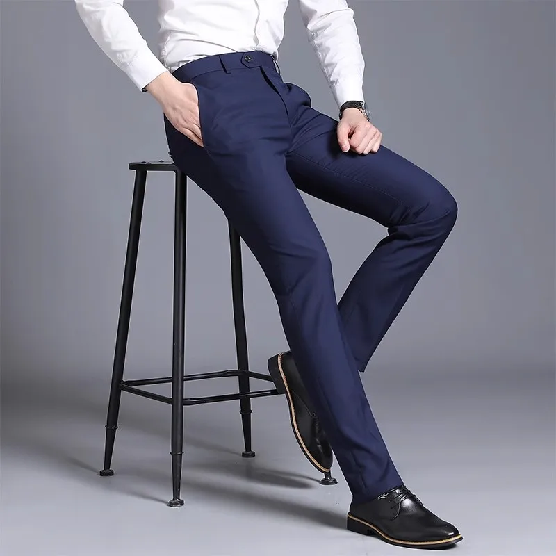 Business Pants Suit Pants Men Pants Men Suit Pants Spring Men Dress Pants Straight Business Office Trousers Mens Formal Male Black Dress Trousers