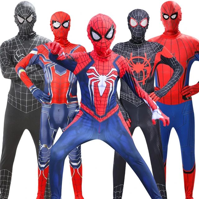 Spiderman Miles Morales Costume Halloween Cosplay Jumpsuit Outfit Fancy  Bodysuit