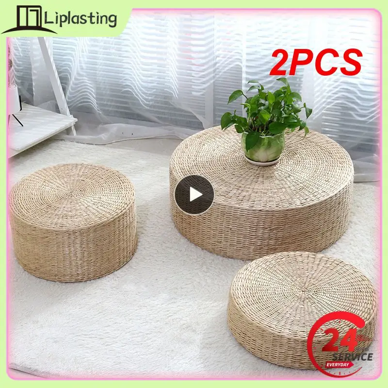 

2PCS cm Natural Straw Cushion Round Tatami Handmade Weave Eco-friendly Pillow Floor Seat for Garden Balcony Mat cojines Decor