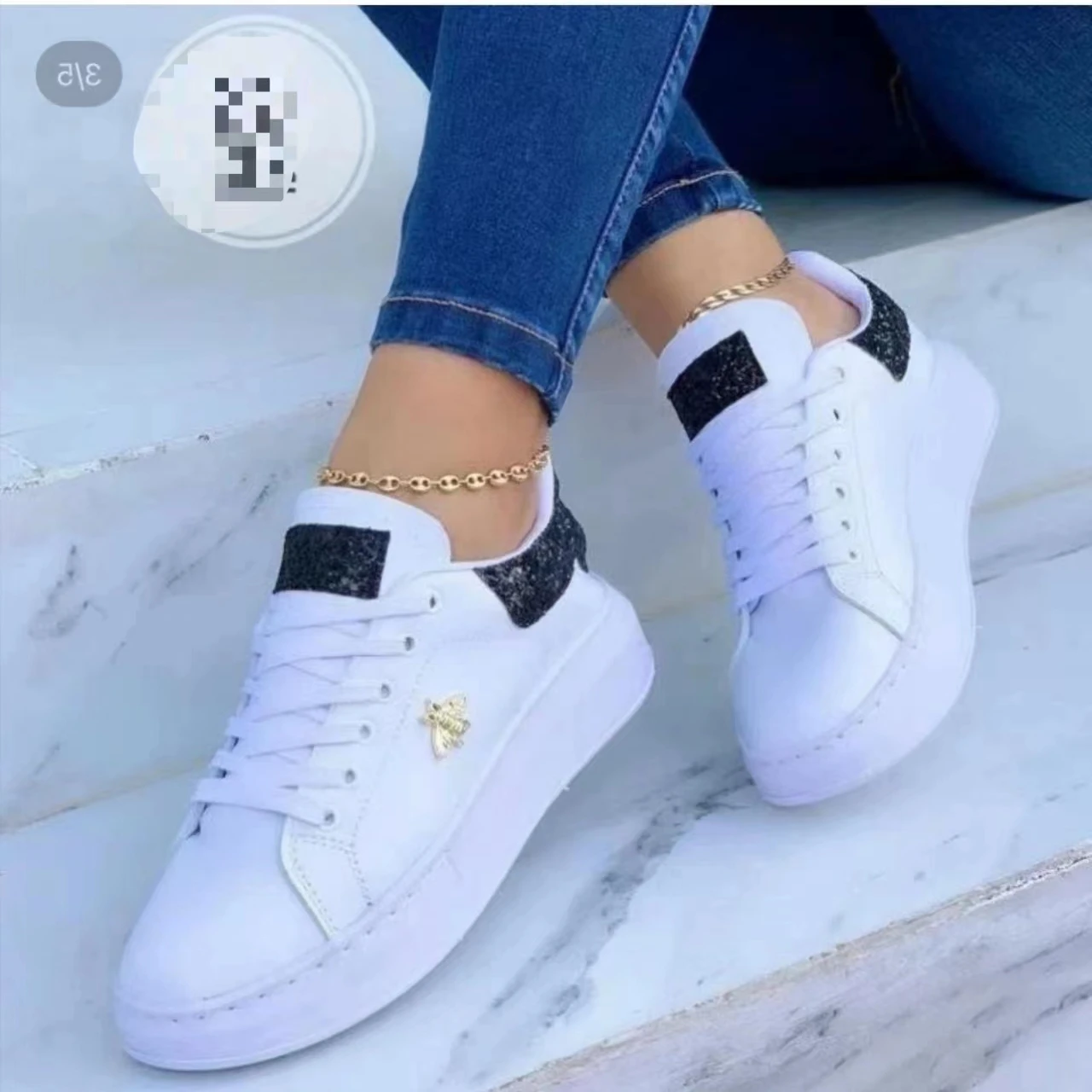 Women Sneakers Casual Fashion Butterfly Round Head Sneakers Women Lace-Up Platform Vulcanized Shoes for Women Zapatos De Mujer 5