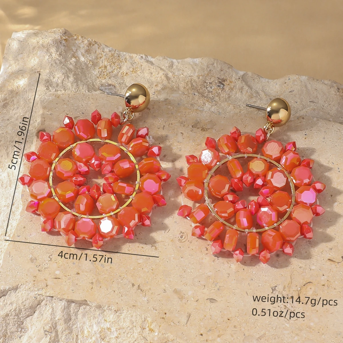 Trendy Multicolor Seed Beaded Drop Earrings for Women Girls Bohemain Style Flower Crystal Beads Dangle Earrings Party Jewelry