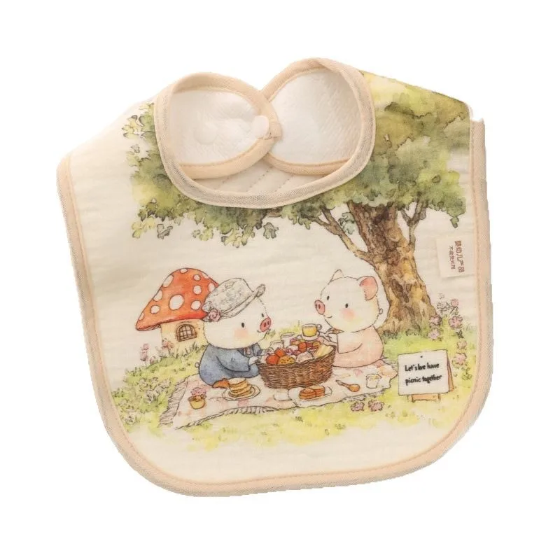 New Gauze U-shaped Baby Bibs Cute 6 Layers Cotton Saliva Towel Newborn Burp Cloths Bandana Scarf for Boy Girl Feeding Drool Bib