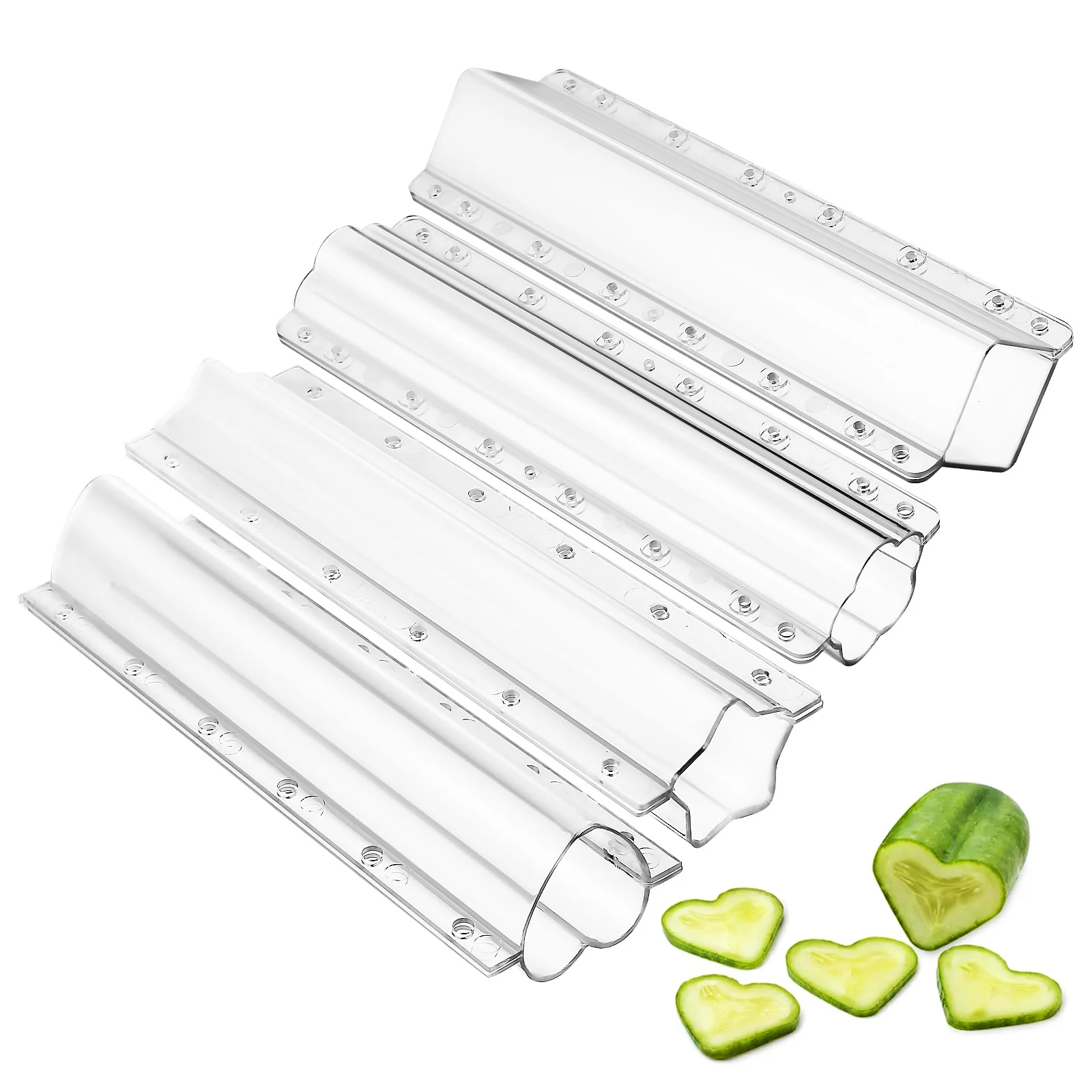 

4 Pcs Cucumber Growing Mold Five-pointed Star Heart Square Plum Blossom Combination Molds for Garden Cucumber Forming Mould Kit
