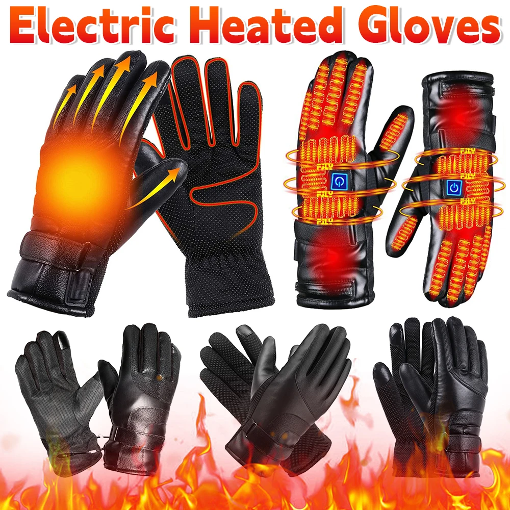1pair Electric Heated Gloves USB Rechargeable Heating