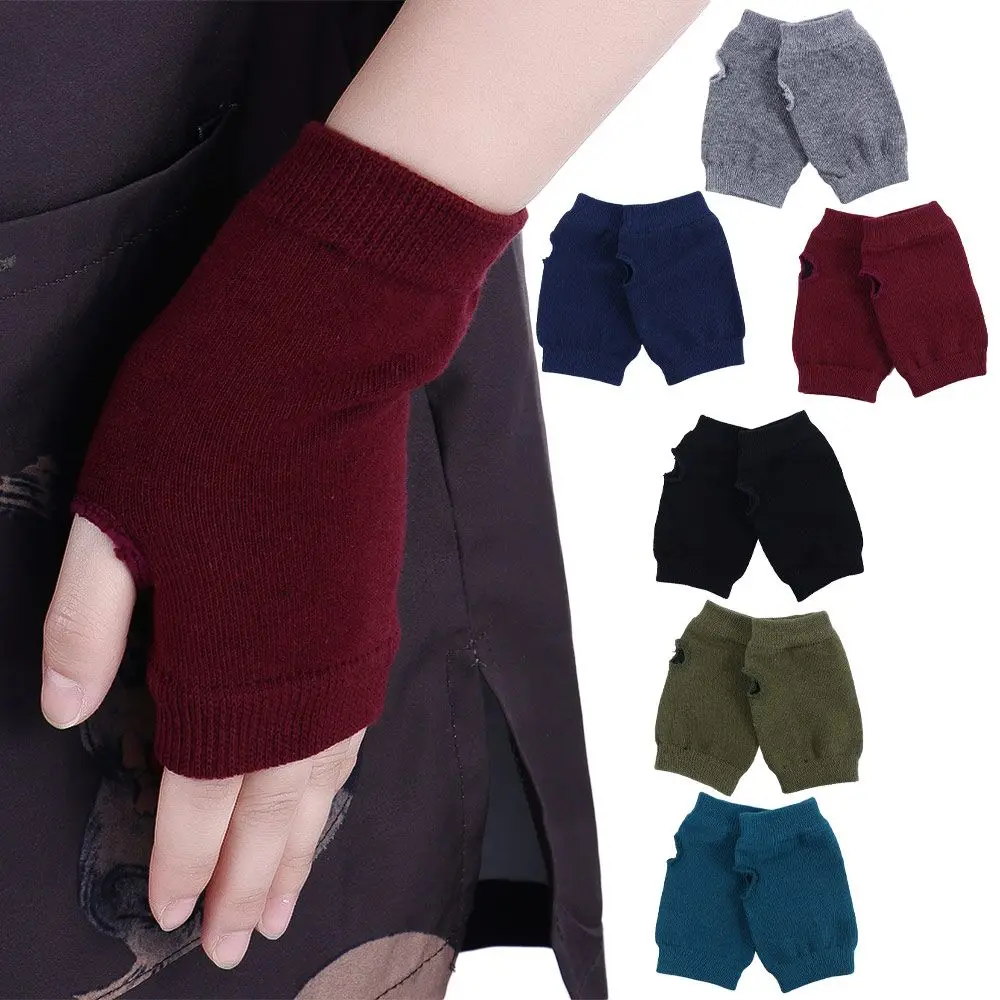 Women Half Finger Gloves Stretchy Hand Wrist Arm Wamer Crochet Knitting Faux Wool Mittens Fingerless Winter Warm Cycling Gloves 5