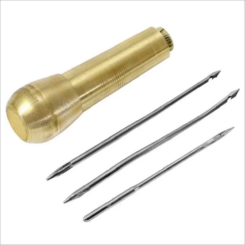 Leather Craft Tool Kit Leather Sewing Kit DIY Leather Sewing Awl Needle Copper Handle Set Canvas Tent Shoes Repairing Tool Nylon Thread