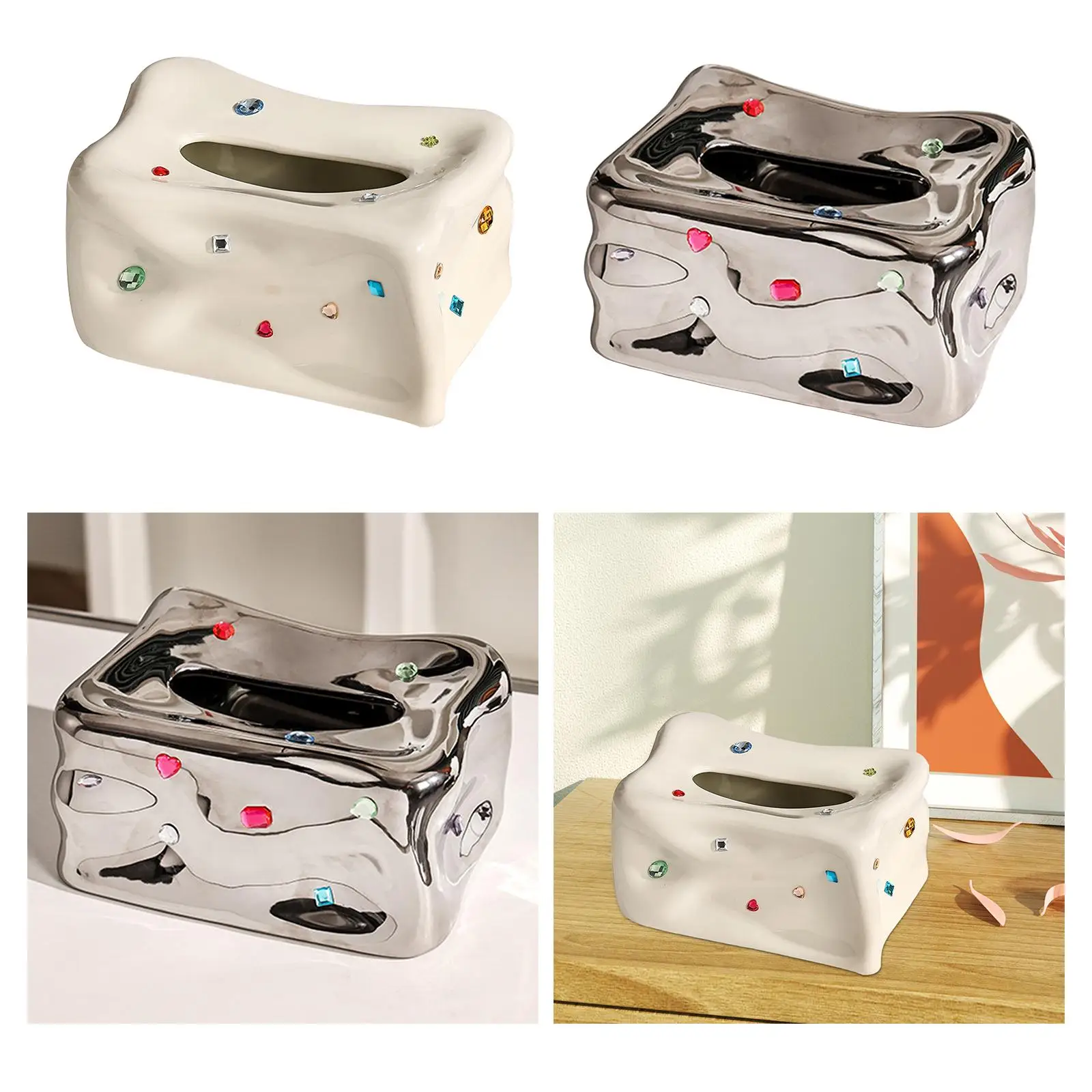 Tissue Box Cover Napkin Dispenser Facial Napkin Box Holder Facial Tissue Holder for Restaurant Desktop Bedroom Toilet Washroom 5