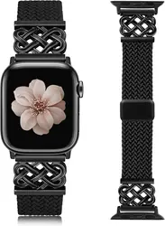 Braided Magnetic Celtic Metal Stretchy Band - 49mm 46mm 45mm 44mm (Black)