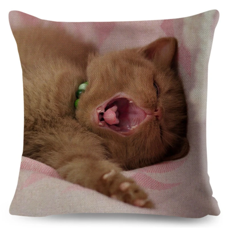Cute Pet Animal Cushion Cover 3D Fold Ear Cat Pillow Covers 45*45cm Orange cat Blue Cat Linen Pillow Case Car Sofa Home Decor 
