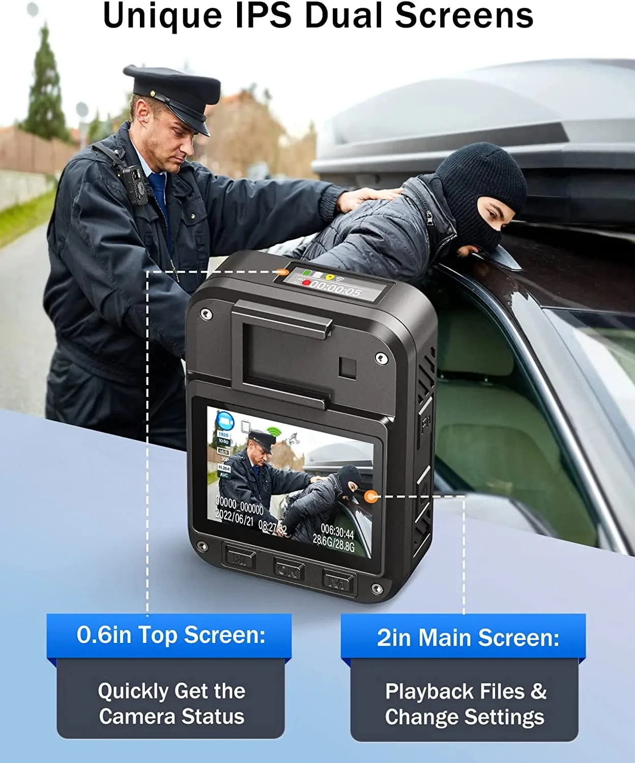 Bodycam BOBLOV M5 128GB - 1440P, Visione Notturna, Impermeabile IP67, Per Forze Dell'ordine E Sicurezza - Foto 6