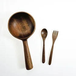 Eco - Friendly Wooden Cutlery Set for Kitchen, Bar, and Travel (A 3pcs)