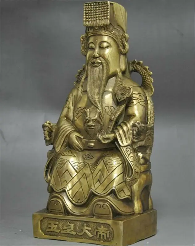 

Taoism Copper Brass Chinese Deity Heaven Jade Emperor Seat Dragon Chair Statue