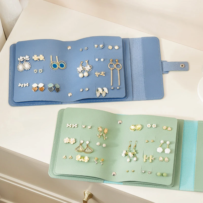 Creative Book Shape PU Leather Earrings Storage Bag Earrings Studs Eadrops Organizer Portable Jwelry Storage Bag Large Capacity
