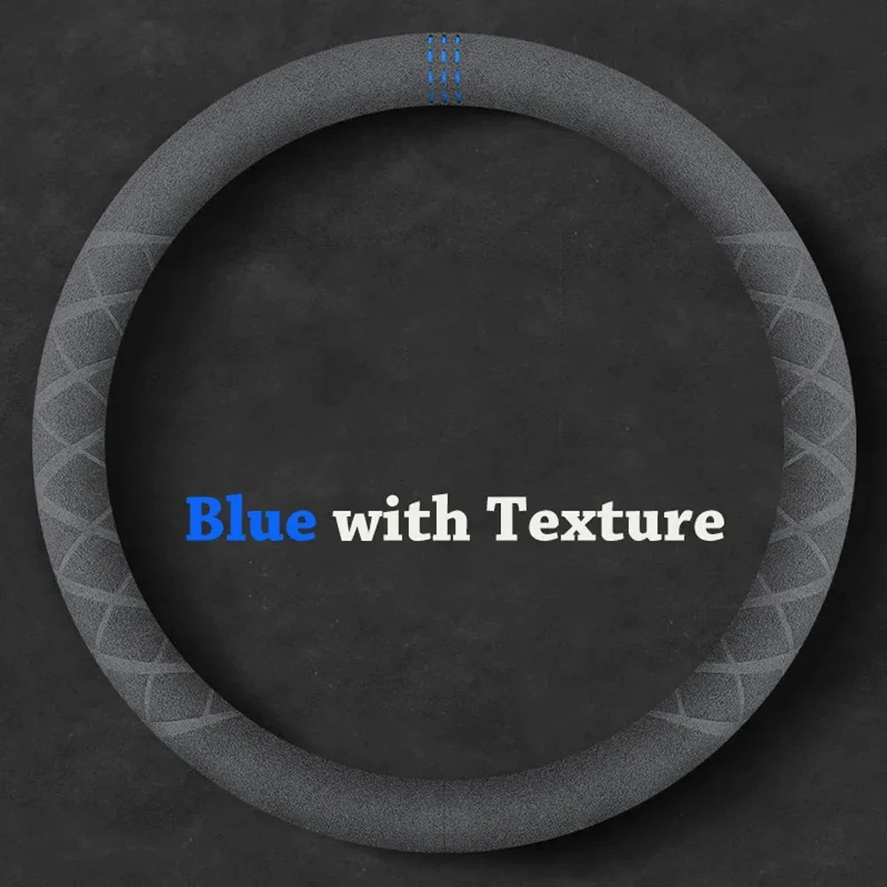 Luxury Cowhide Suede Steering Wheel Cover - Breathable and Universal Fit Car Accessory
