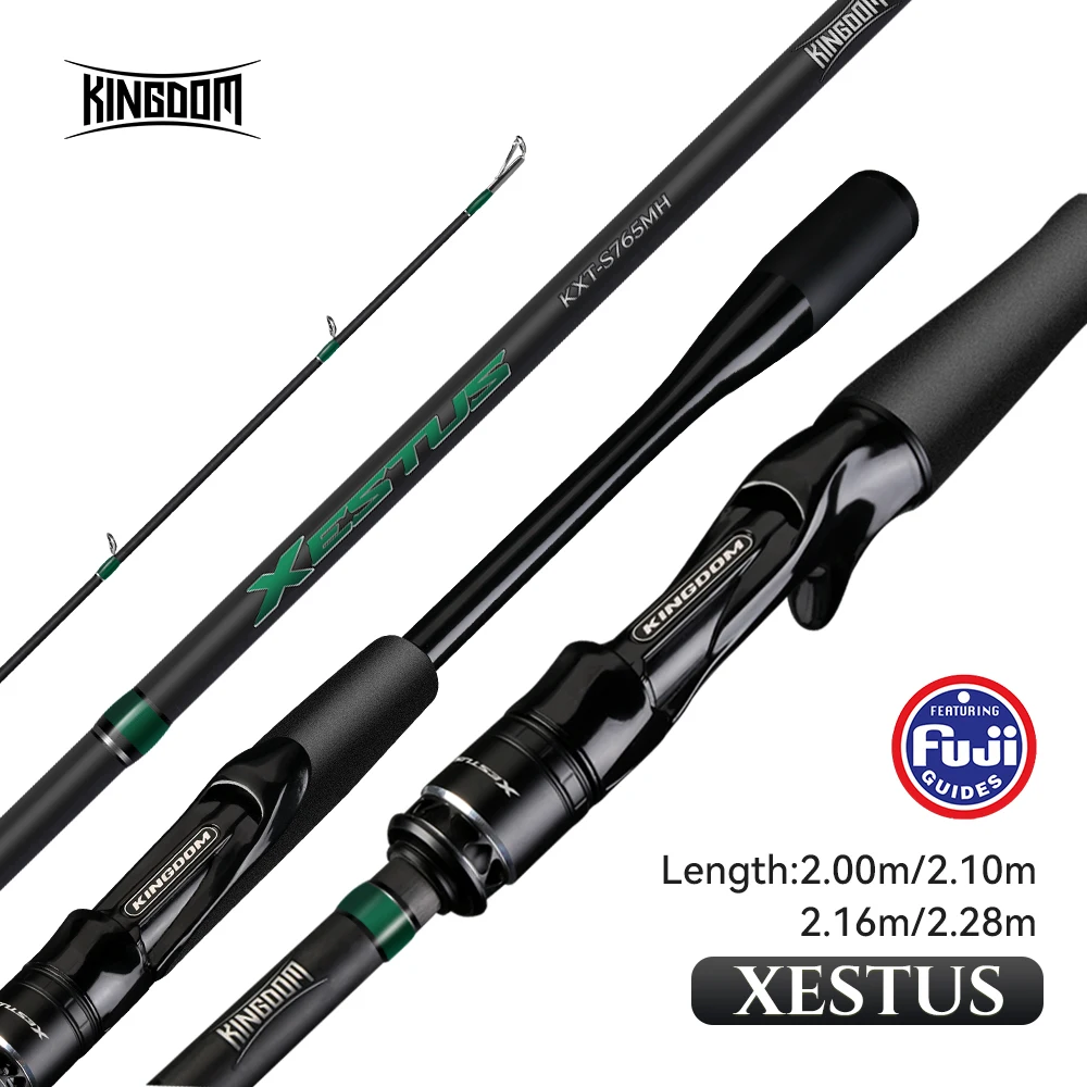 KINGDOM Xestus Fishing Rod Spinning Casting 5 Sections 2m 2.1m 2.16m 2.28m MF Action FUJI Carbon Reel Seat Travel Rod