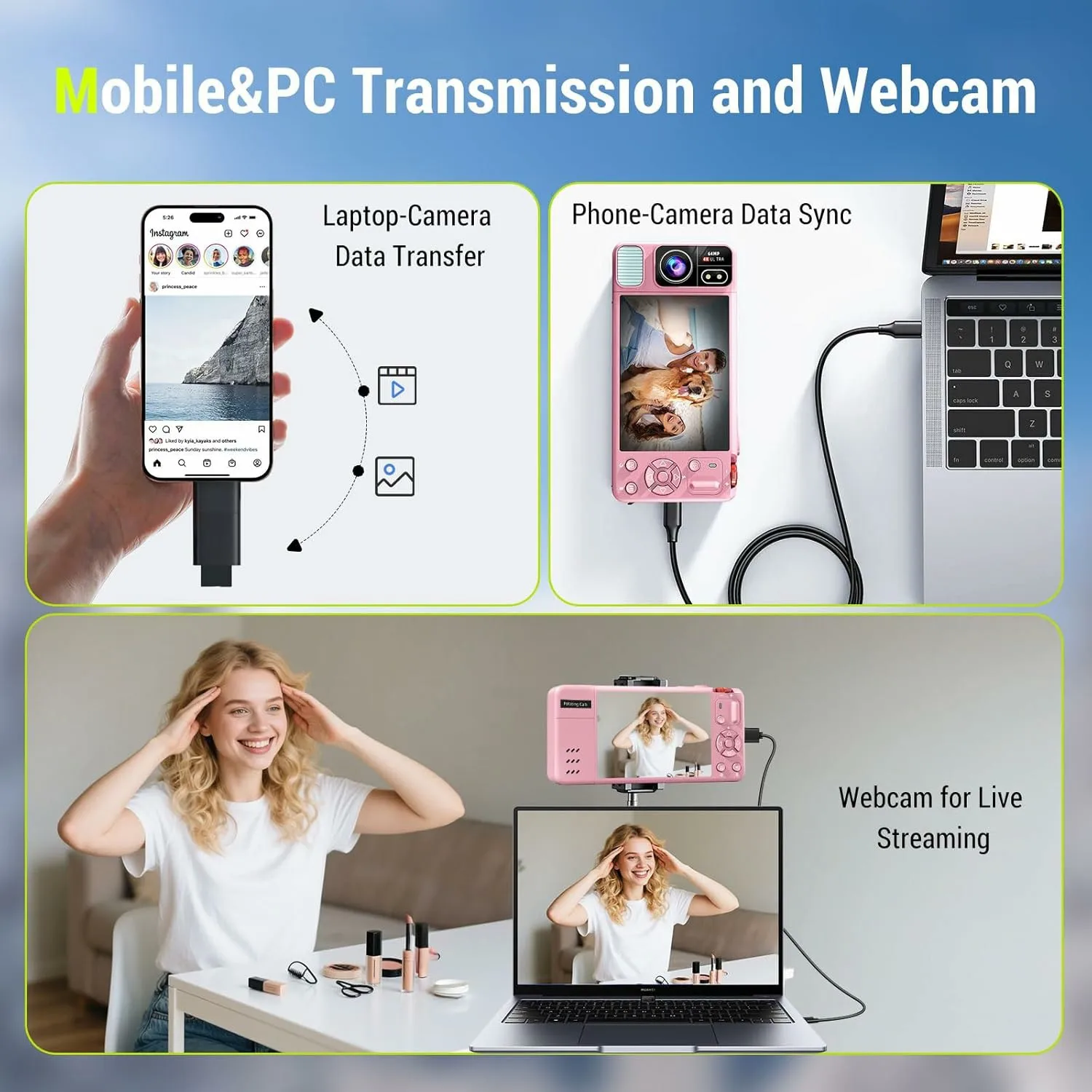 Digital Camera 4K 64MP Camera for Photography 270°Flip Screen Vlogging Camera Autofocus 18X Zoom Point and Shoot Digital Camera - 6