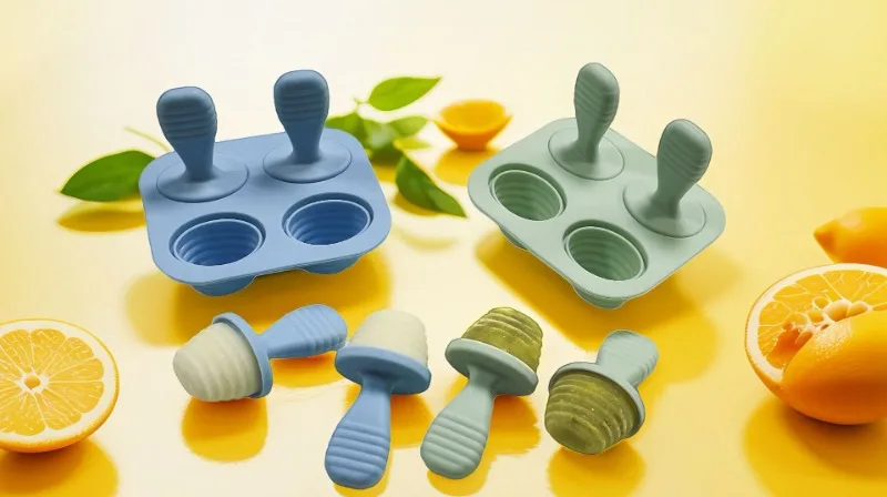 Description Picture 3 of item‌"Reusable Silicone Ice Cream Molds & Baby Food Containers – DIY Lollipop & Ice Cube Tray Set for Homemade Treats"