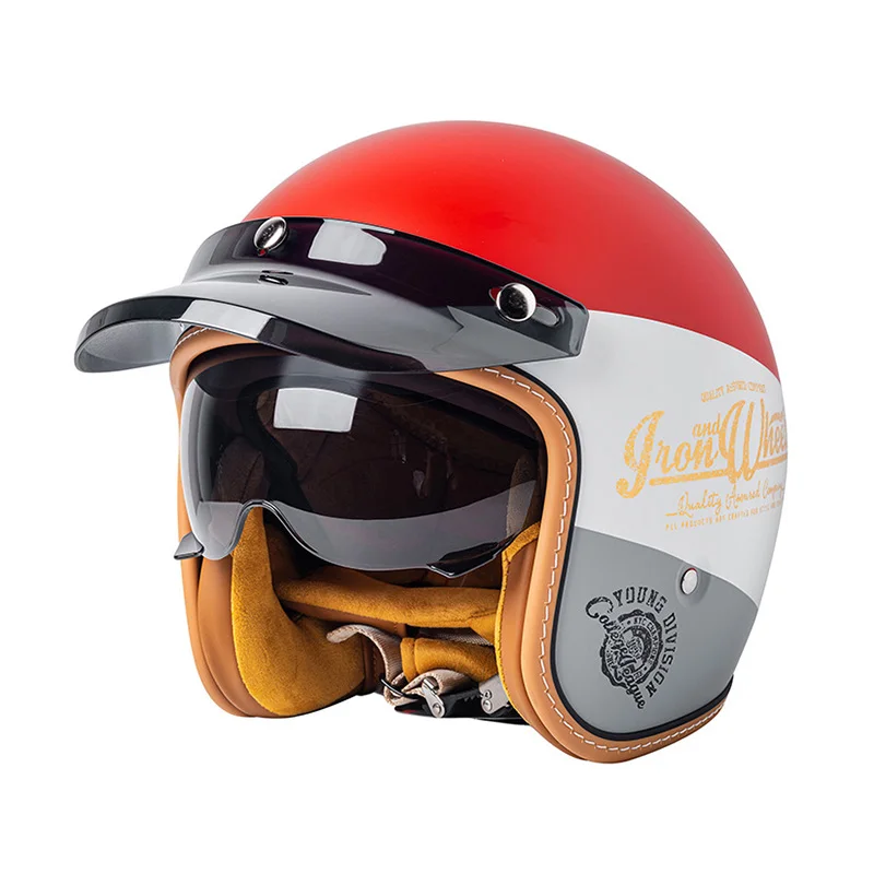 Vintage Open Half Helmet Caschi Da Moto Retro 3/4 Jet Helmet Men Cruise Scooter Ciclomotore Pilot Dot Approvato Cascos Para Motos