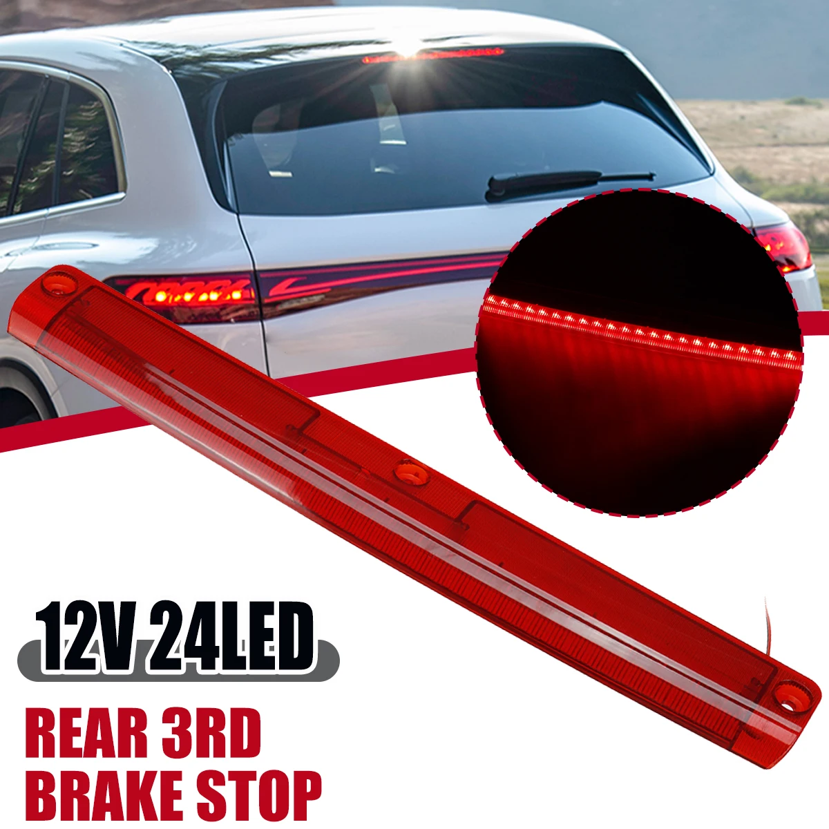 

Universal Car 12V 24 LED High Mount Level Motorcycle Tail Light Third 3RD Brake Stop Rear Tail Light Lamp