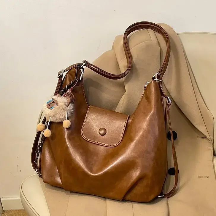 Women's 2025 New PU Leather Multi-Functional Backpack Tote Bag, Large Capacity Commuter Laptop Bag Stylish Minimalist Design