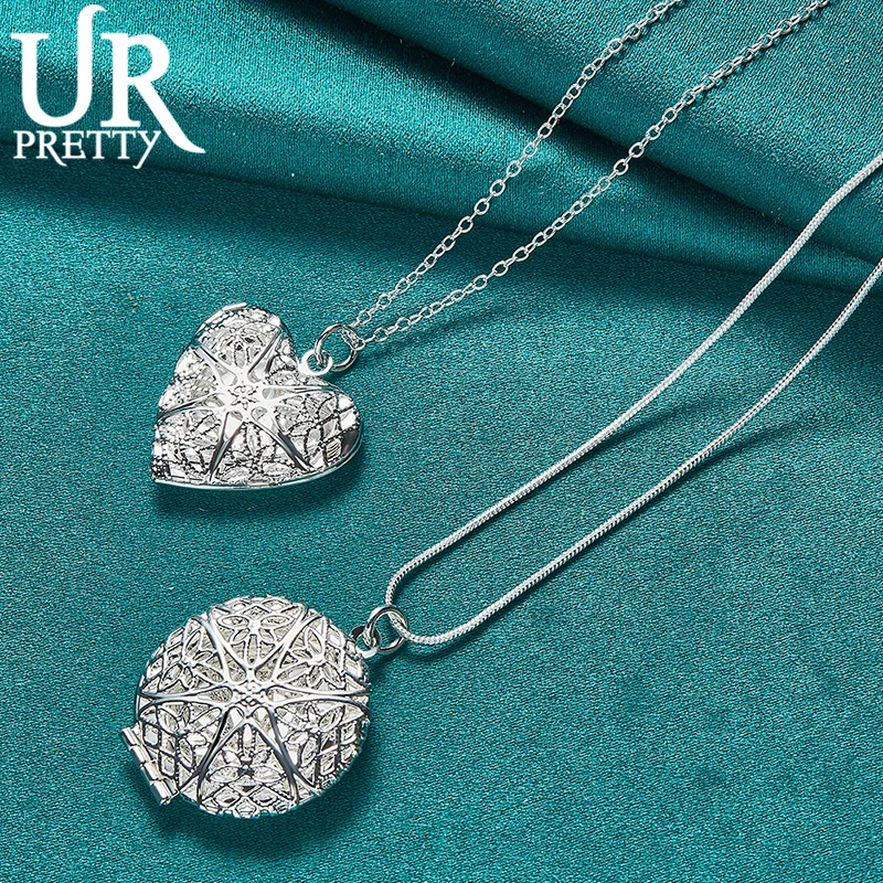 

925 Sterling Silver Exquisite Pattern Open And Close Heart-Shaped Circle Set Fashion Gift Women's Party Wedding Charm Jewelry