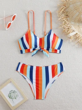 High Waist Bikini 2025 Women Strappy Swimsuit Sexy Striped Swimwear Female Bathers Bathing Swimming Swim Suit Summer Beachwear
