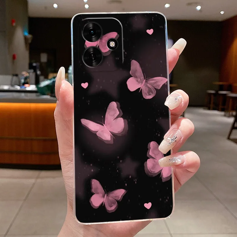 Clear Luxury Fashion Butterfly Flowers Soft TPU Silicone Phone Case