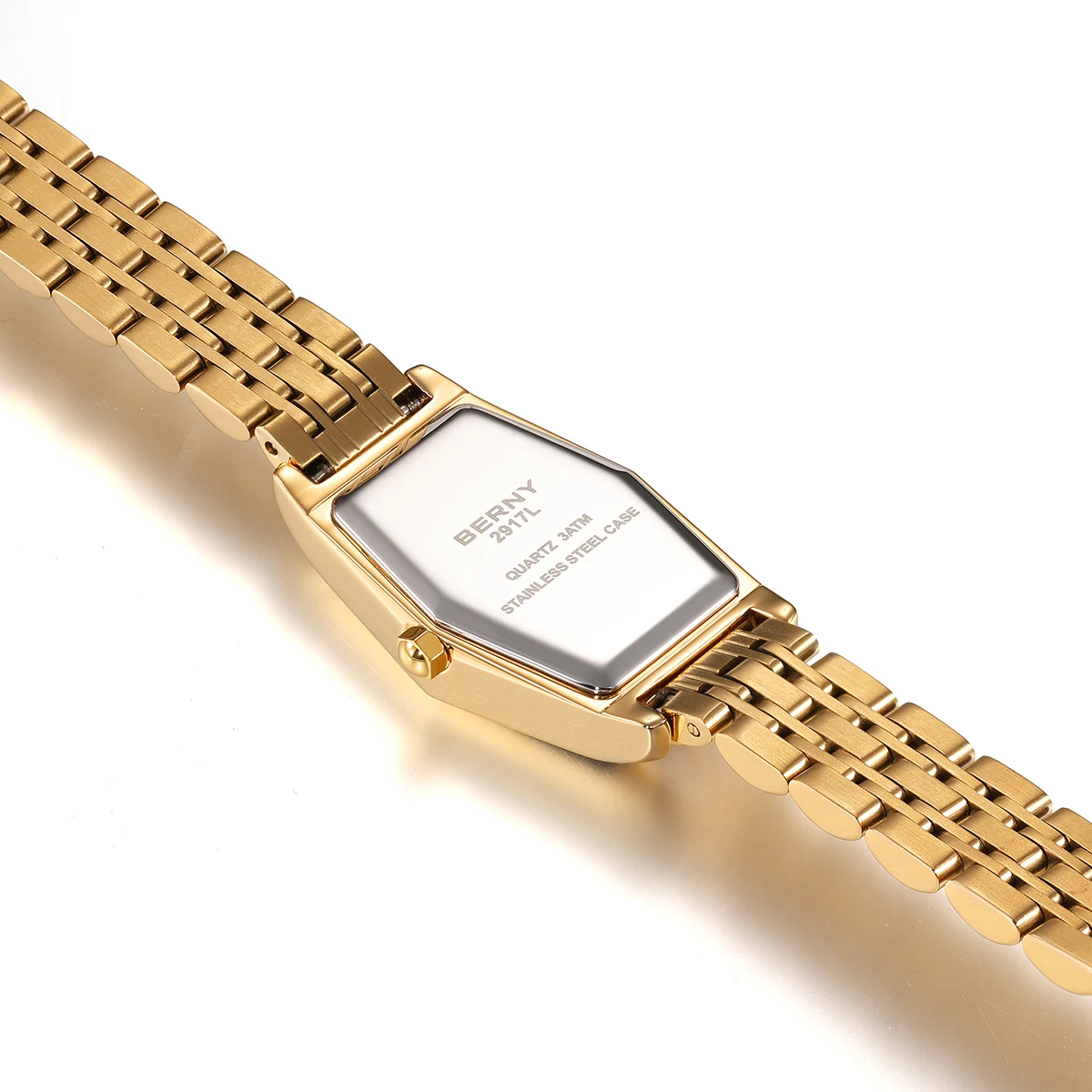 BERNY reloj de oro para mujer, relojes de cuarzo de acero inoxidable, relojes de pulsera impermeables, moda de lujo informal