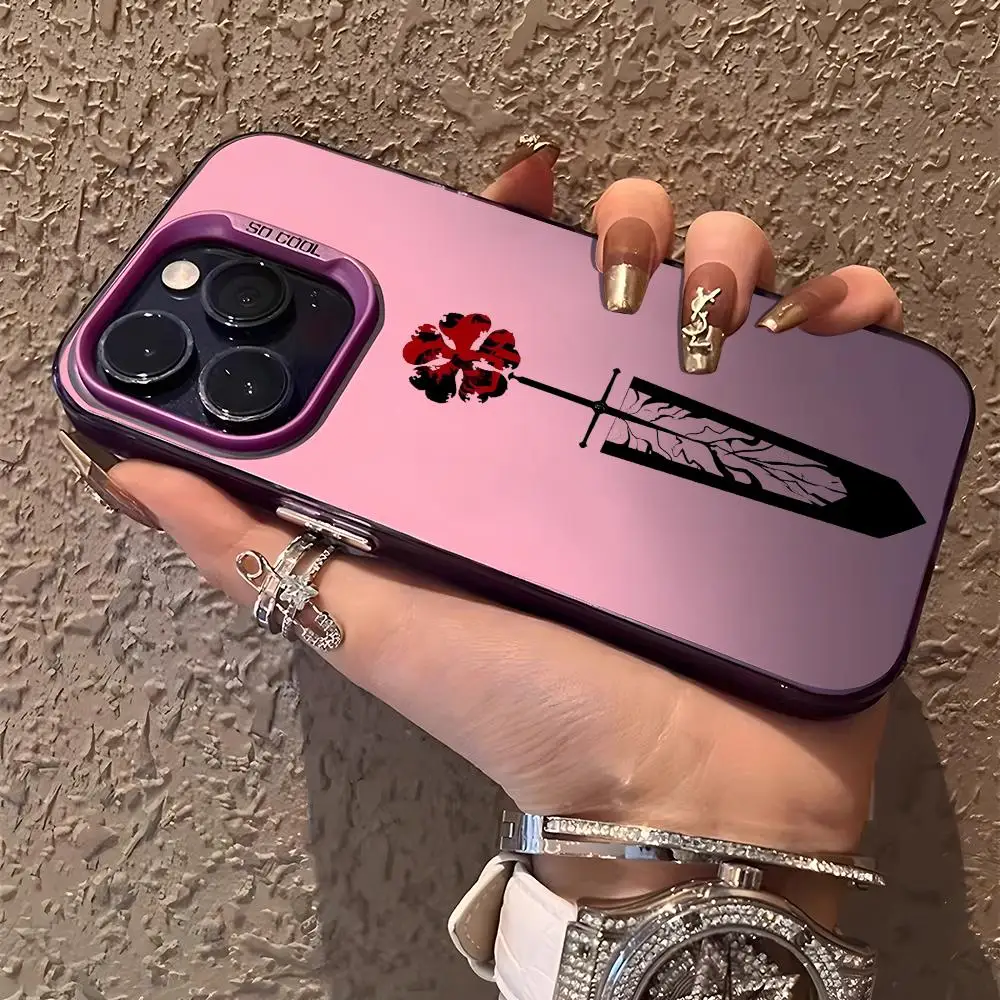Aurora Matte Laser Shockproof Bumper Phone Case with Black Clover Logo
