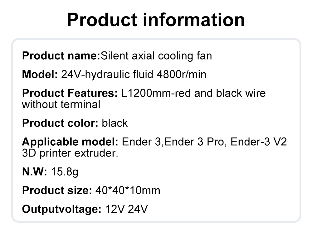 3D-Drucker Kühlventilator 24V/12V Gebläse Turbo 4010 Axiallüfter Leiser 3D-Drucker Zubehör Ender 3 CR10 Ender 5 Komplettes Hotend-Kit – Detail 7