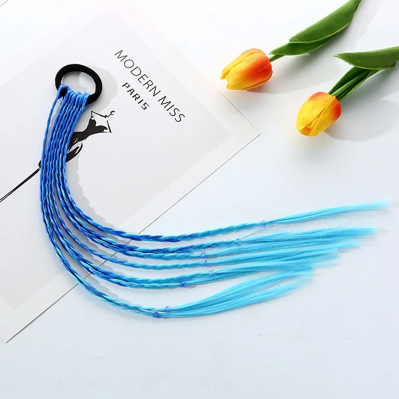 1 PCS Neue Mädchen Bunte Perücken Pferdeschwanz Kinder Haar Zubehör Kopf Band Haar Ornament Stirnbänder Gummibänder Schönheit Haar Bands – Detail 20