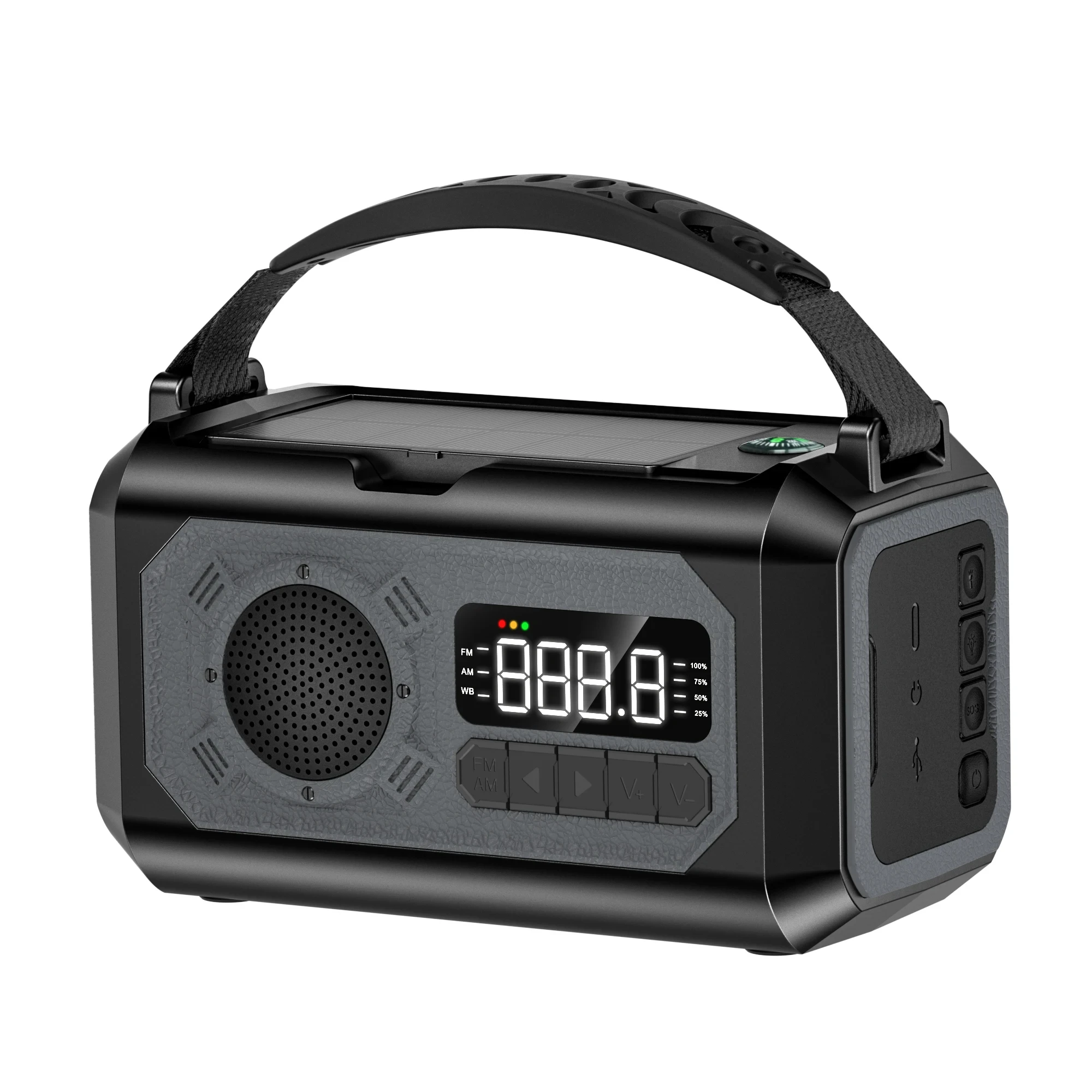 

Portable Outdoor AM FM Radio Solar Charge Bank with Flashlight Emergency SOS Alarm Function Mini Hand Operated Radios