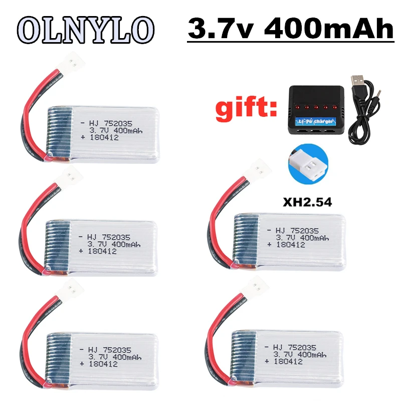 Аккумулятор Lipo 3,7 в 400 мАч для радиоуправляемых дронов H31 X4 H107 H6C KY101 E33C E33 U816A V252, запасные части 802035 3,7 в, перезаряжаемая батарея