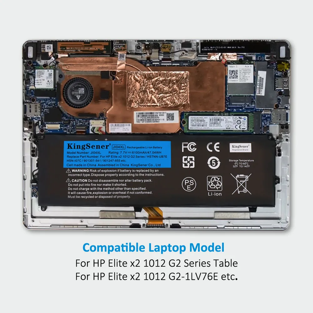 Bateria do Portátil Kingsener para hp Elite x2 Ji04xl 901247855 901307541 Hstnn-i07c Hstnn-ub7e J104xl 7.7v 6110mah 6110mah - Imagem 5