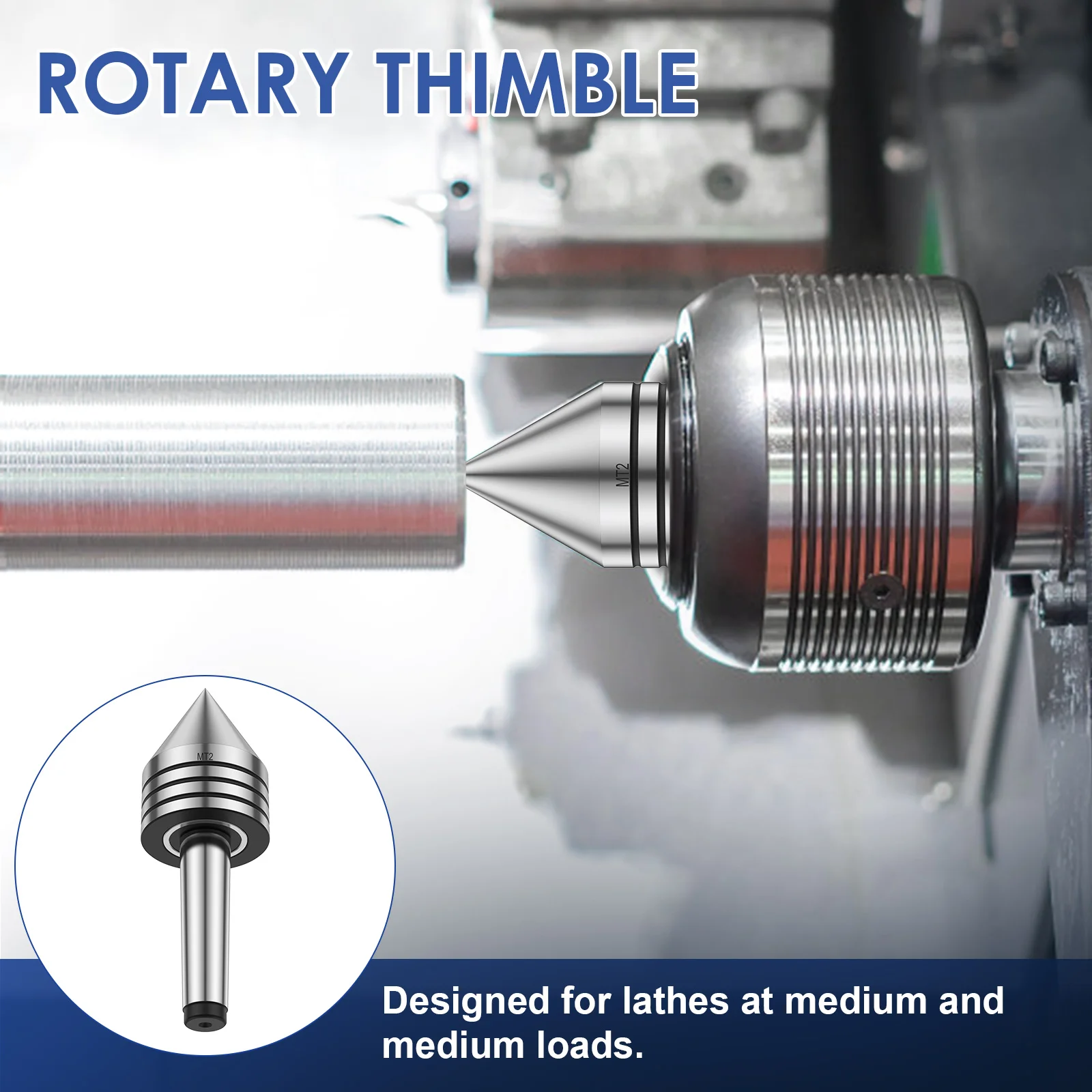 MT2 Precision Live Revolving Center Medium High Speed Bearing Lathe Tool Rotary Center Dustproof Tailstock for Lathe