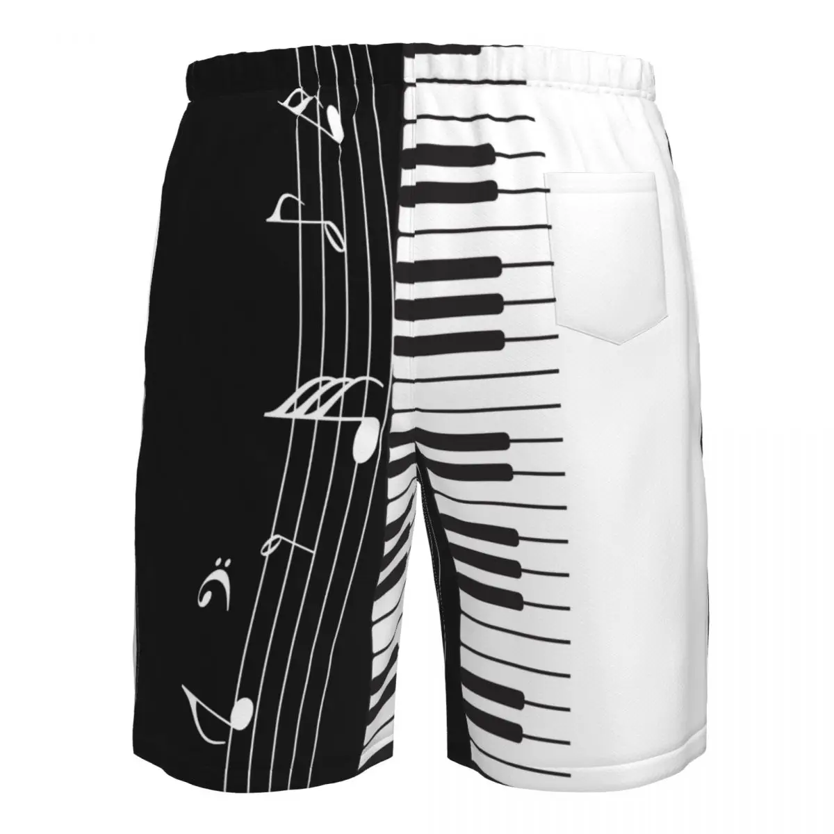 Music Shorts Summer Swimwear Man Swimsuit Trunks Beach Shorts Surf Board Male Clothing Pants Piano Keys With Musical Notes